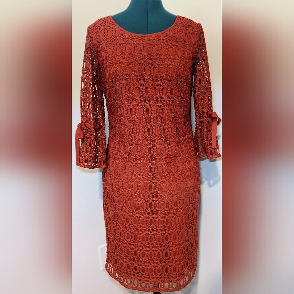 DB Orange Lace Semi Formal Dress